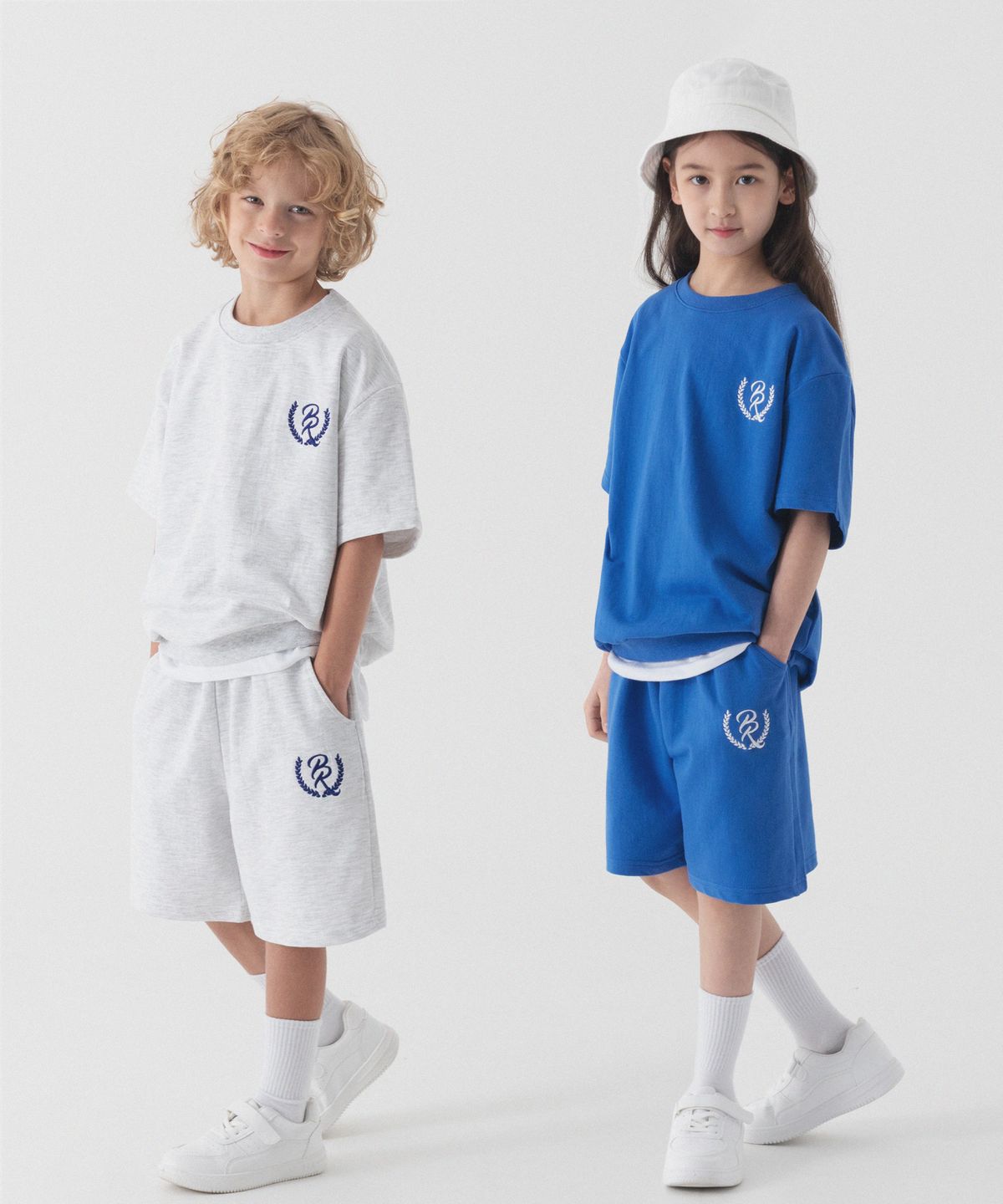 피아네르 키즈(PIANER KIDS) [SET] 월계수 로고 자수 반팔&쇼츠 셋업 (5color)
