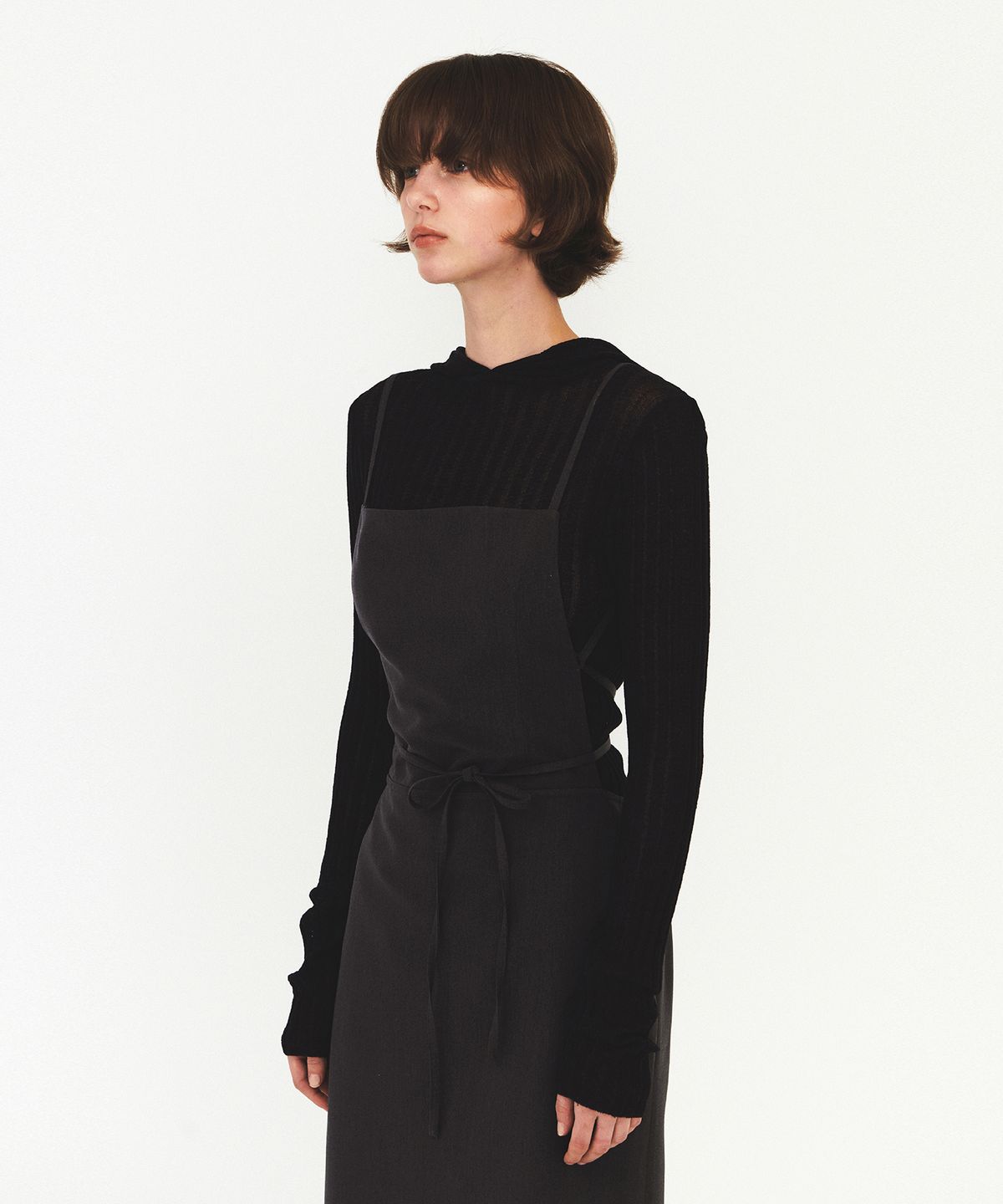 다이애그널(DIAGONAL) RIBBED HOODIE KNIT (dark grey)
