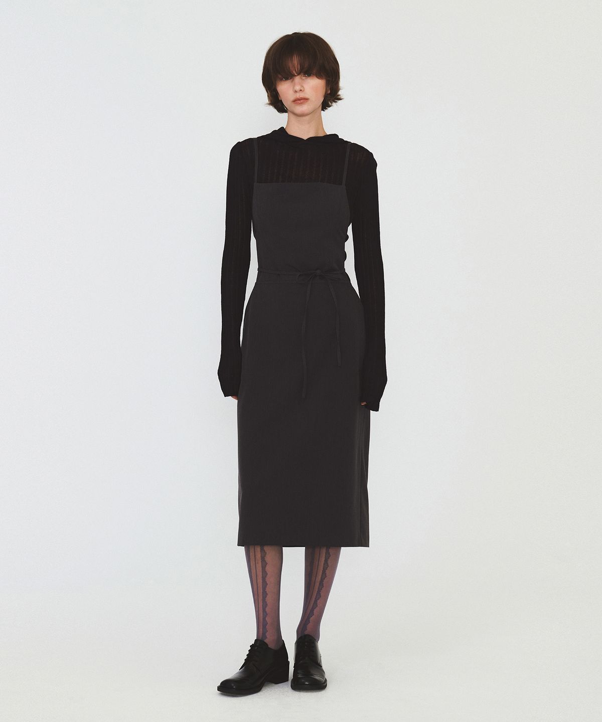 다이애그널(DIAGONAL) RIBBED HOODIE KNIT (dark grey)