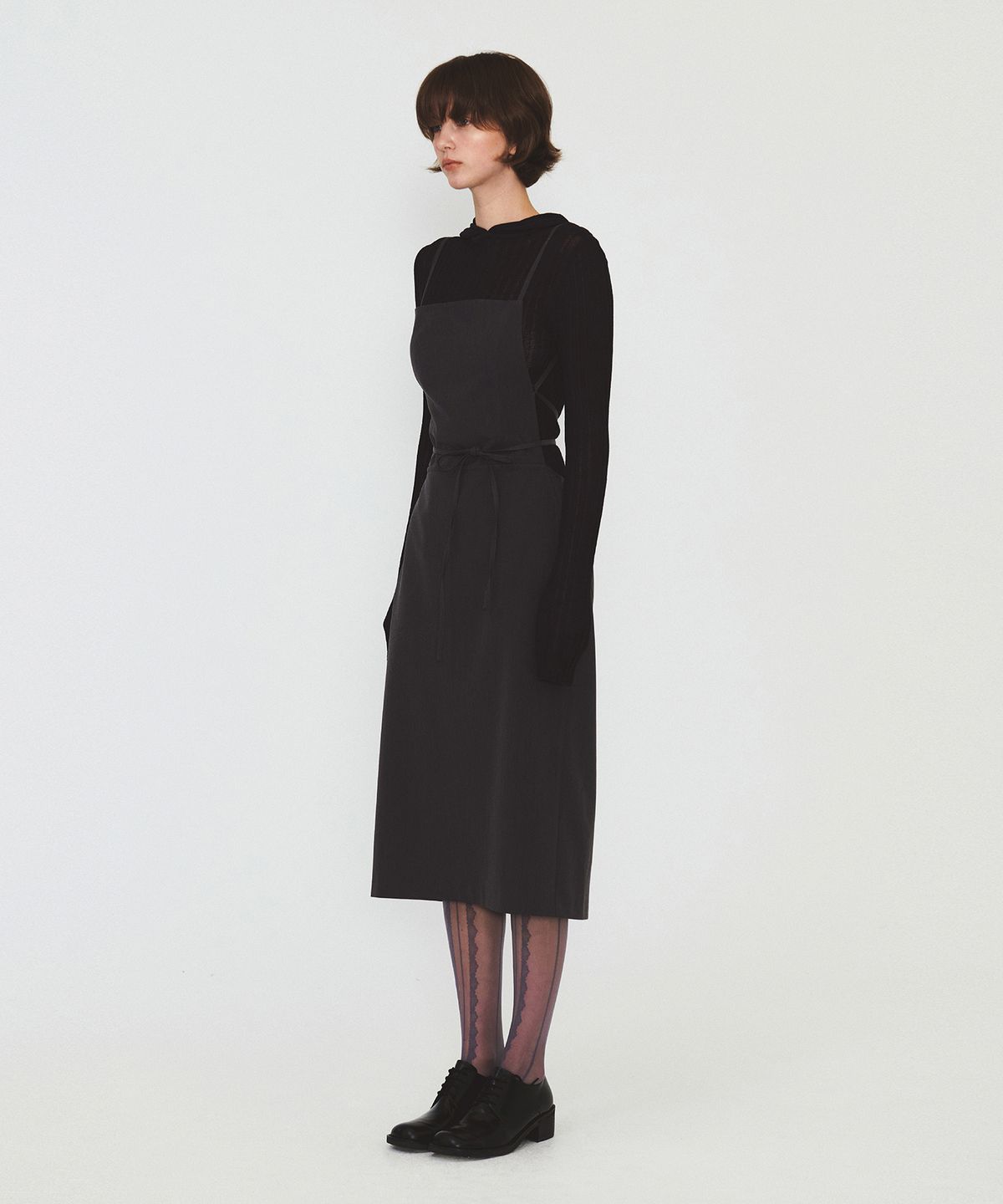 다이애그널(DIAGONAL) RIBBED HOODIE KNIT (dark grey)