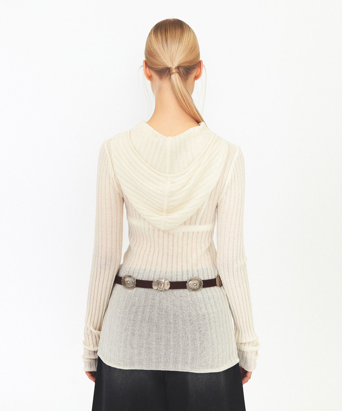 다이애그널(DIAGONAL) RIBBED HOODIE KNIT (ivory)
