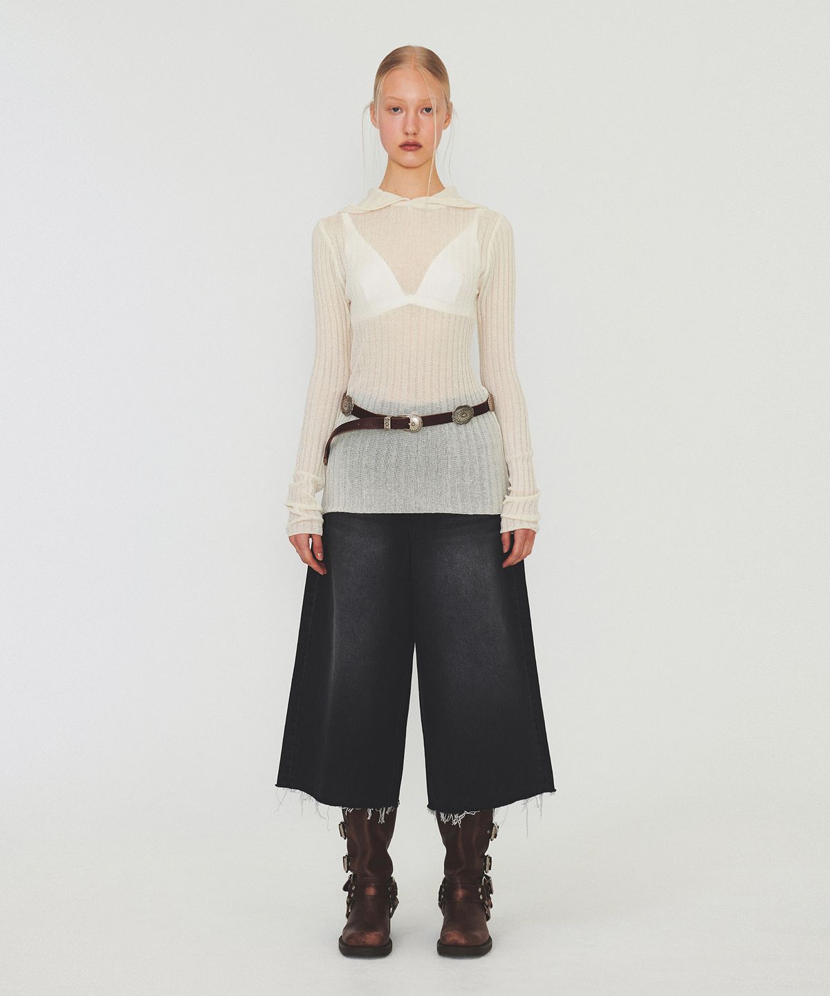 다이애그널(DIAGONAL) RIBBED HOODIE KNIT (ivory)
