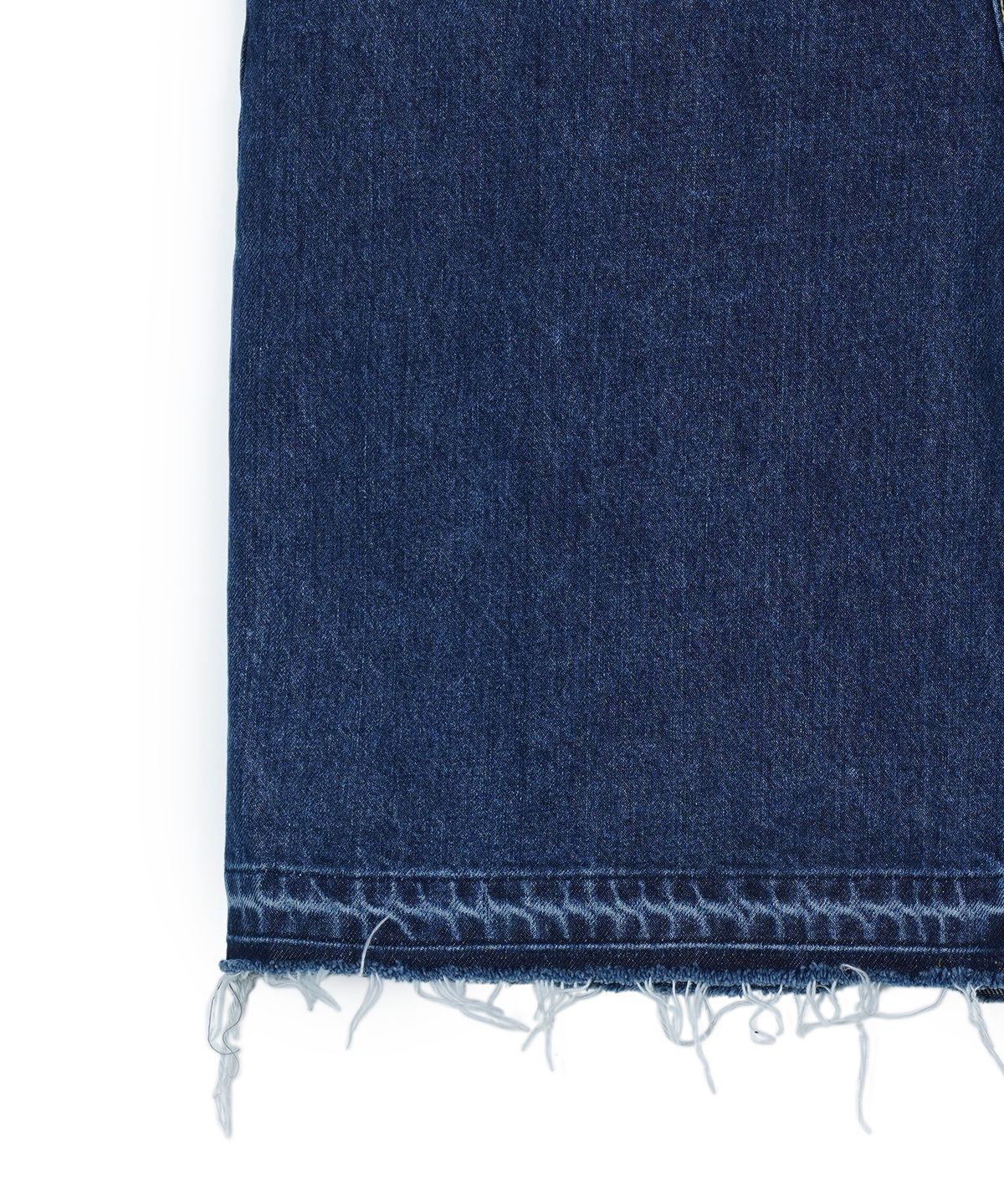 구보(GUVO) Washed denim shorts, washed-blue