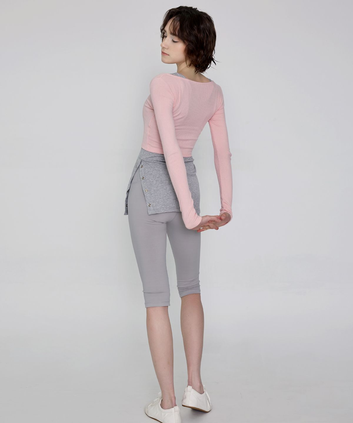 데비웨어(DEVIWEAR) 줄리아 골지 롱슬리브 DEVI-T0092-살몬핑크