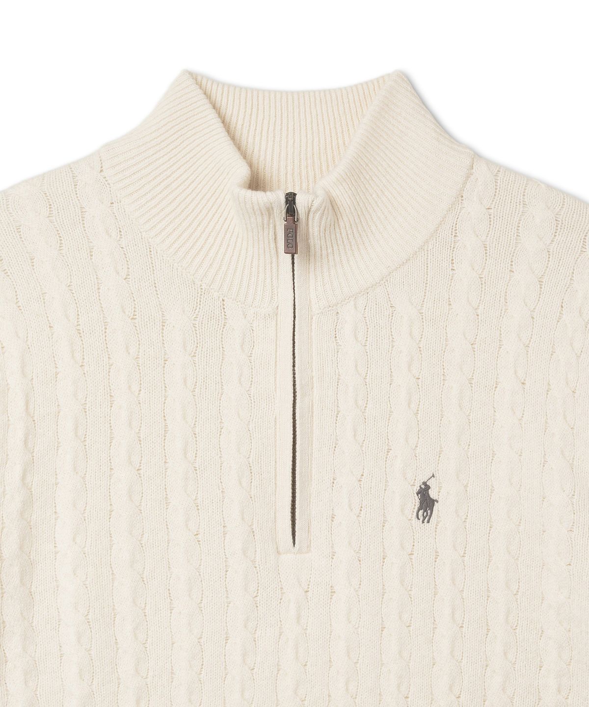 폴로 랄프 로렌(POLO RALPH LAUREN) 케이블 니트 울 코튼 지퍼 스웨터 - 내추럴