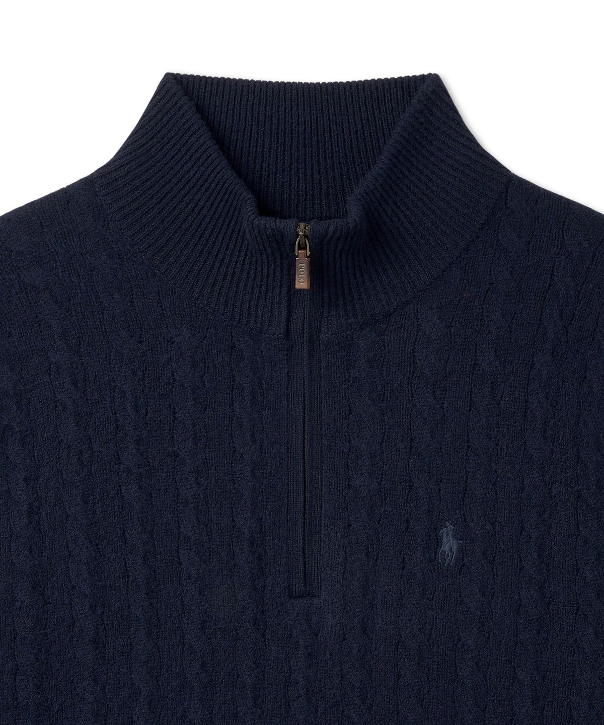 폴로 랄프 로렌(POLO RALPH LAUREN) 케이블 니트 울 코튼 지퍼 스웨터 - 블루