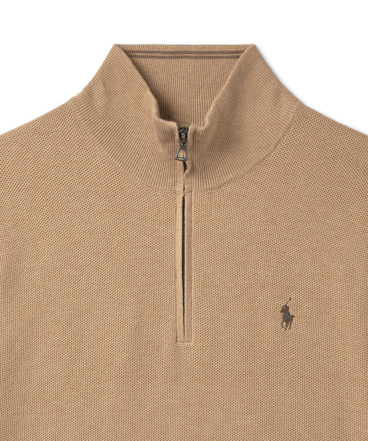 폴로 랄프 로렌(POLO RALPH LAUREN) 코튼 쿼터 지퍼 스웨터 - 브라운