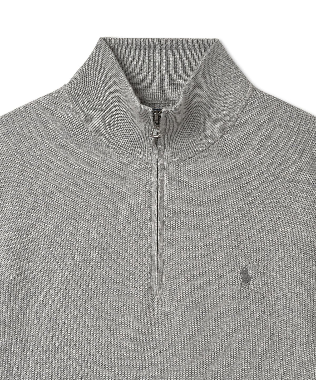 폴로 랄프 로렌(POLO RALPH LAUREN) 코튼 쿼터 지퍼 스웨터 - 그레이