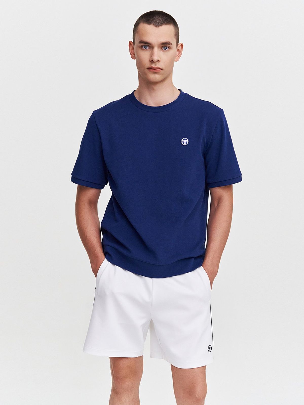 세르지오 타키니(SERGIO TACCHINI) M 데일리 와플 반팔 티셔츠 (Navy)