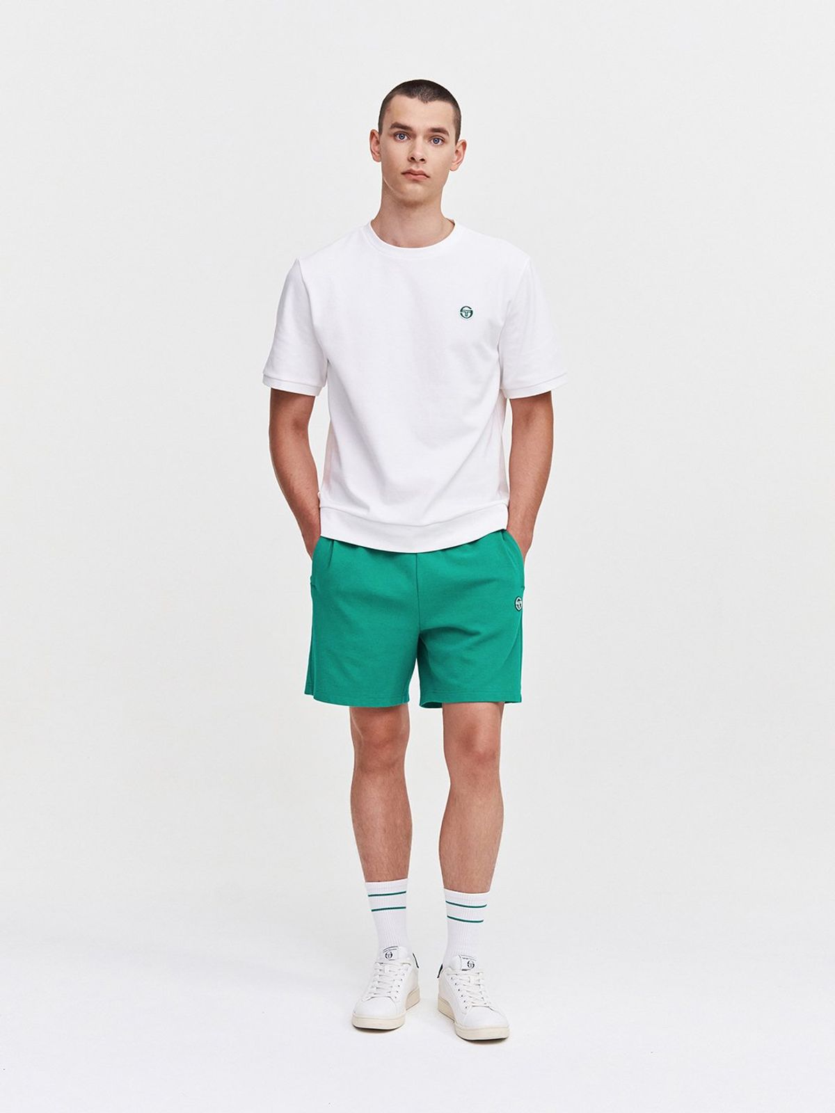 세르지오 타키니(SERGIO TACCHINI) M 데일리 와플 반팔 티셔츠 (White)