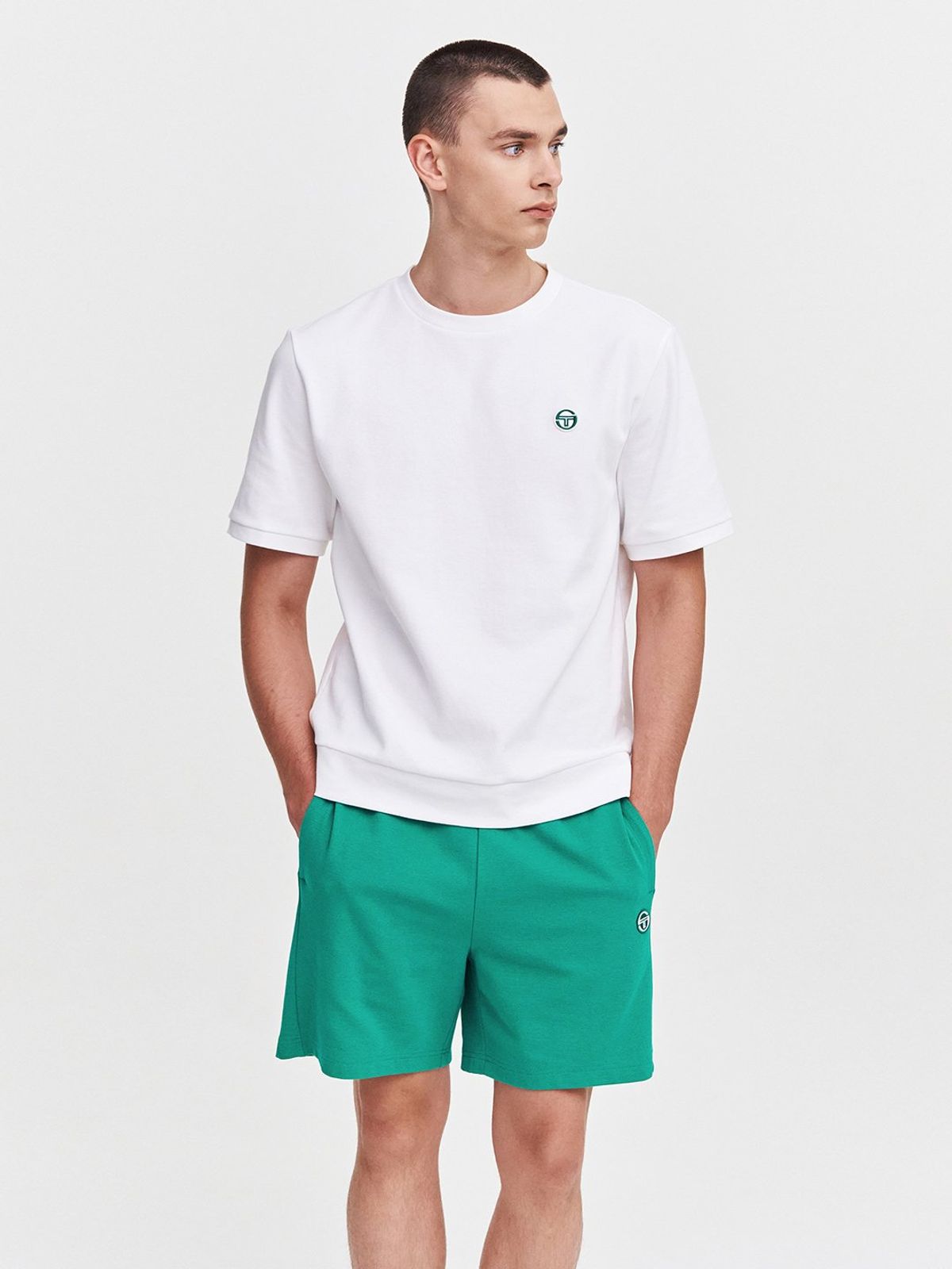 세르지오 타키니(SERGIO TACCHINI) M 데일리 와플 반팔 티셔츠 (White)