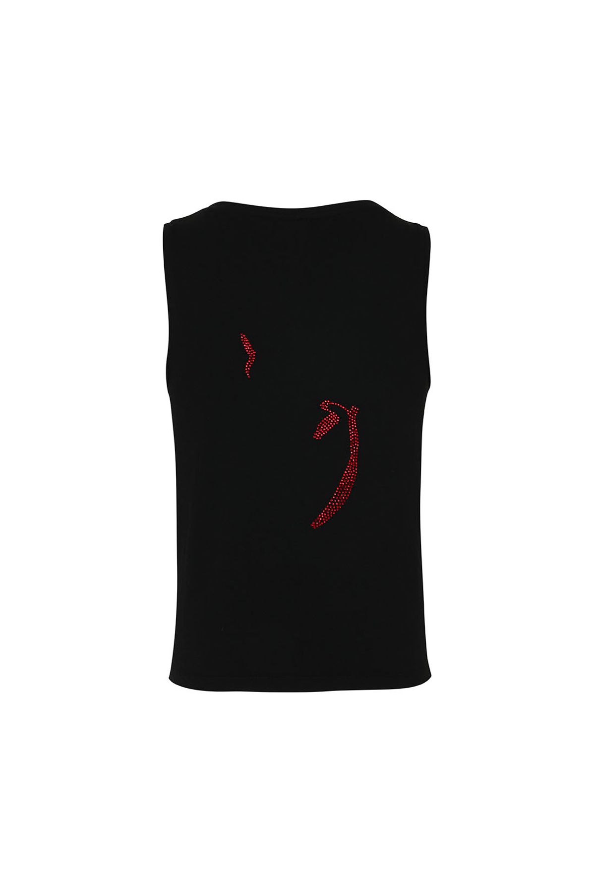 지민리(JIMINLEE) RHINESTONE DRAWING SLEEVELESS TOP 라인스톤 드로잉 나시 탑 블랙