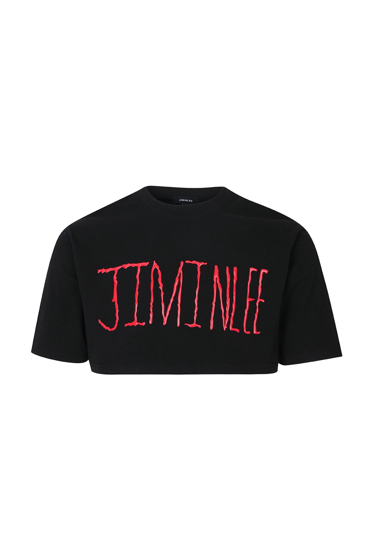 지민리(JIMINLEE) SIGNATURE LOGO DRAWING CROP T-SHIRT 시그니처 로고 드로잉 크롭 티셔츠 블랙