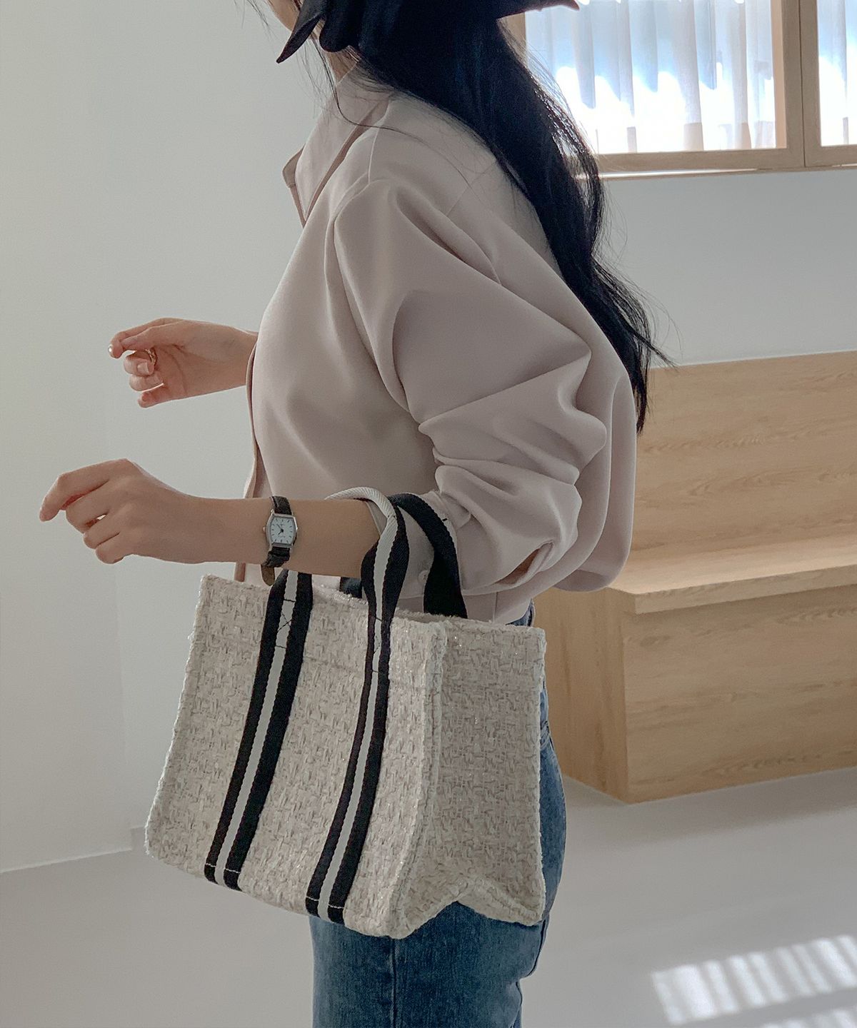 오알오알(OROR) book tote bag 004 tweed pearl ivory