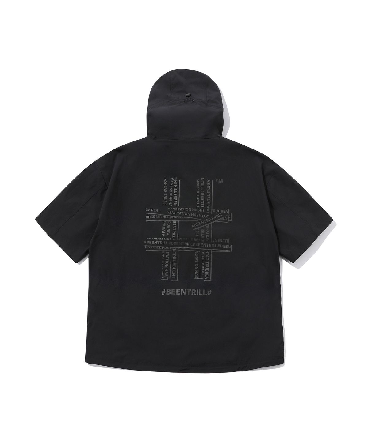 빈트릴(BEENTRILL) 후디 오버핏 반팔 아노락(블랙)