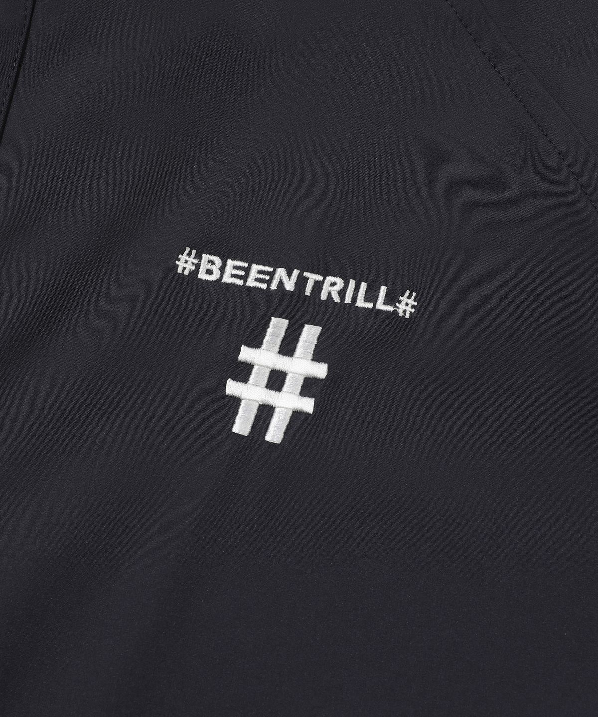 빈트릴(BEENTRILL) 스탠드 카라 오버핏 반팔 아노락(다크 차콜)