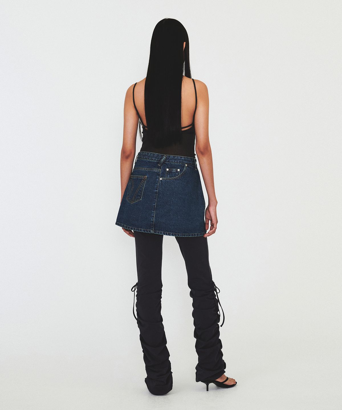 다이애그널(DIAGONAL) WRAP DENIM MINI SKIRT (blue)