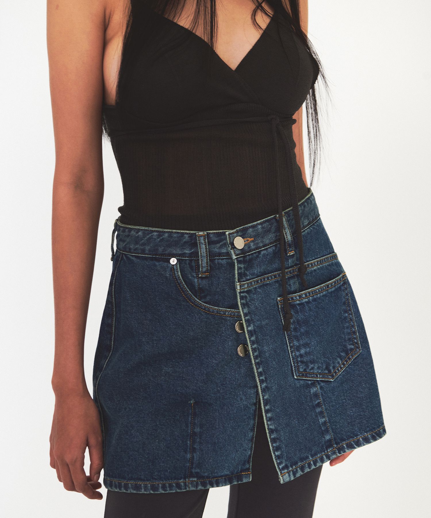 ミニスカート DIAGONAL : 24SS / WRAP DENIM MINI SKIRT (BLUE) MUSINSA | DIAGONAL WRAP DENIM MINI SKIRT (blue)