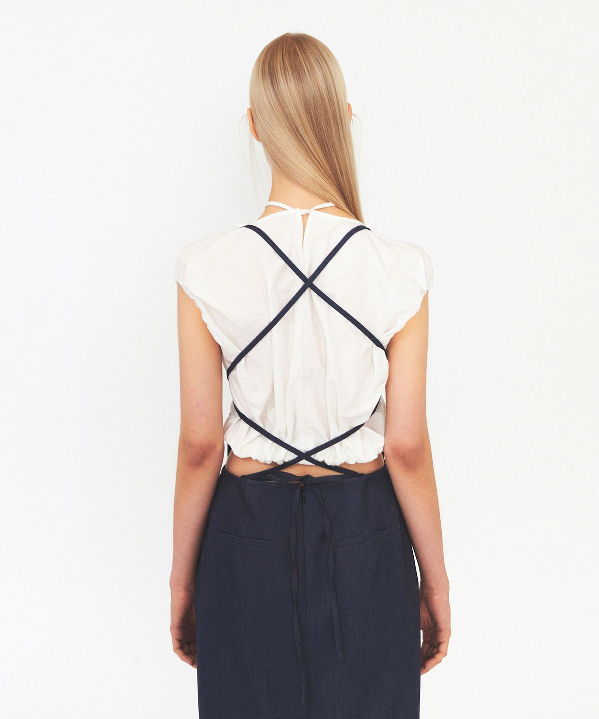 다이애그널(DIAGONAL) STRAP SLEEVELESS DRESS (blue)