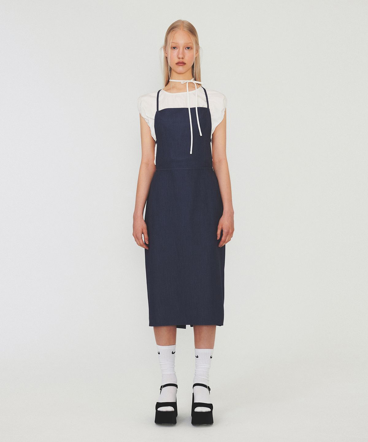 다이애그널(DIAGONAL) STRAP SLEEVELESS DRESS (blue)