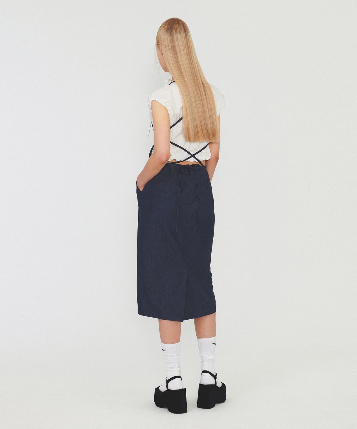 다이애그널(DIAGONAL) STRAP SLEEVELESS DRESS (blue)