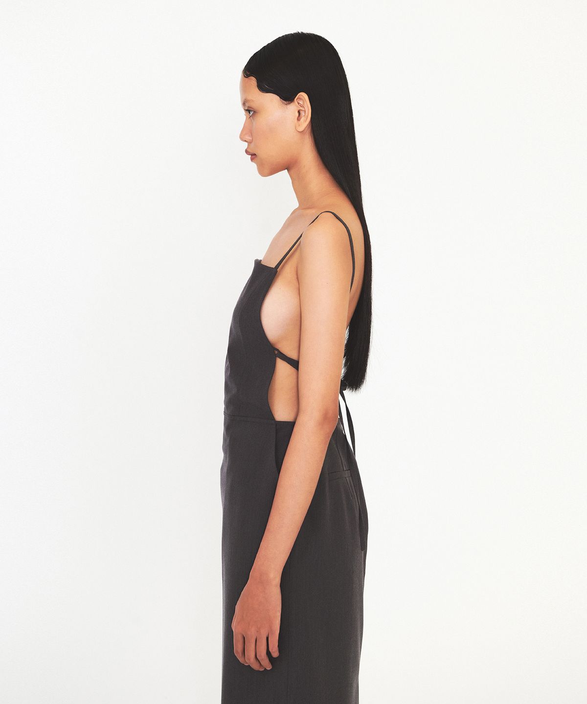 다이애그널(DIAGONAL) STRAP SLEEVELESS DRESS  (dark grey)