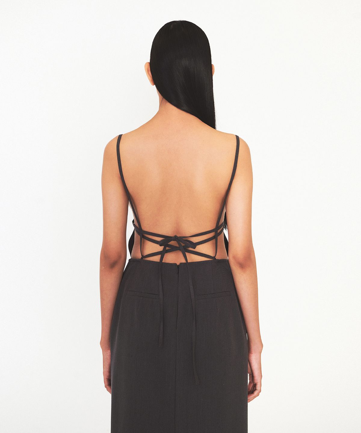 다이애그널(DIAGONAL) STRAP SLEEVELESS DRESS  (dark grey)