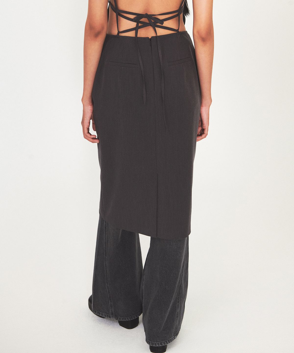 다이애그널(DIAGONAL) STRAP SLEEVELESS DRESS  (dark grey)