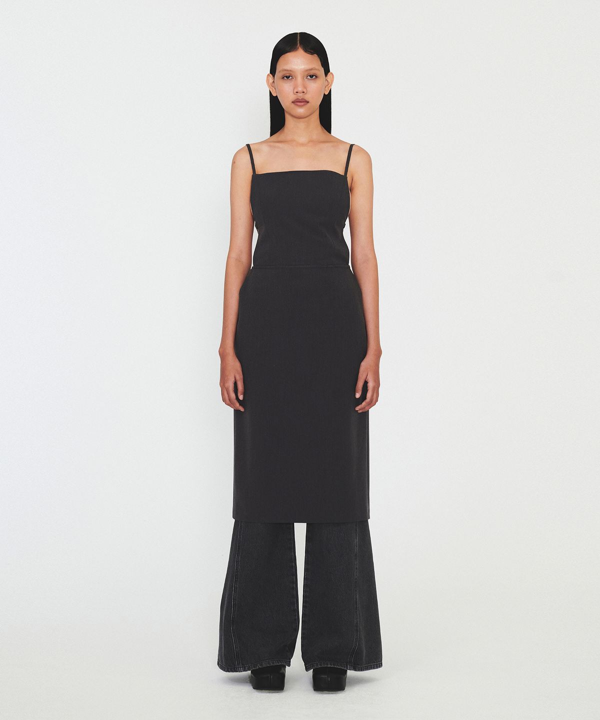 다이애그널(DIAGONAL) STRAP SLEEVELESS DRESS  (dark grey)