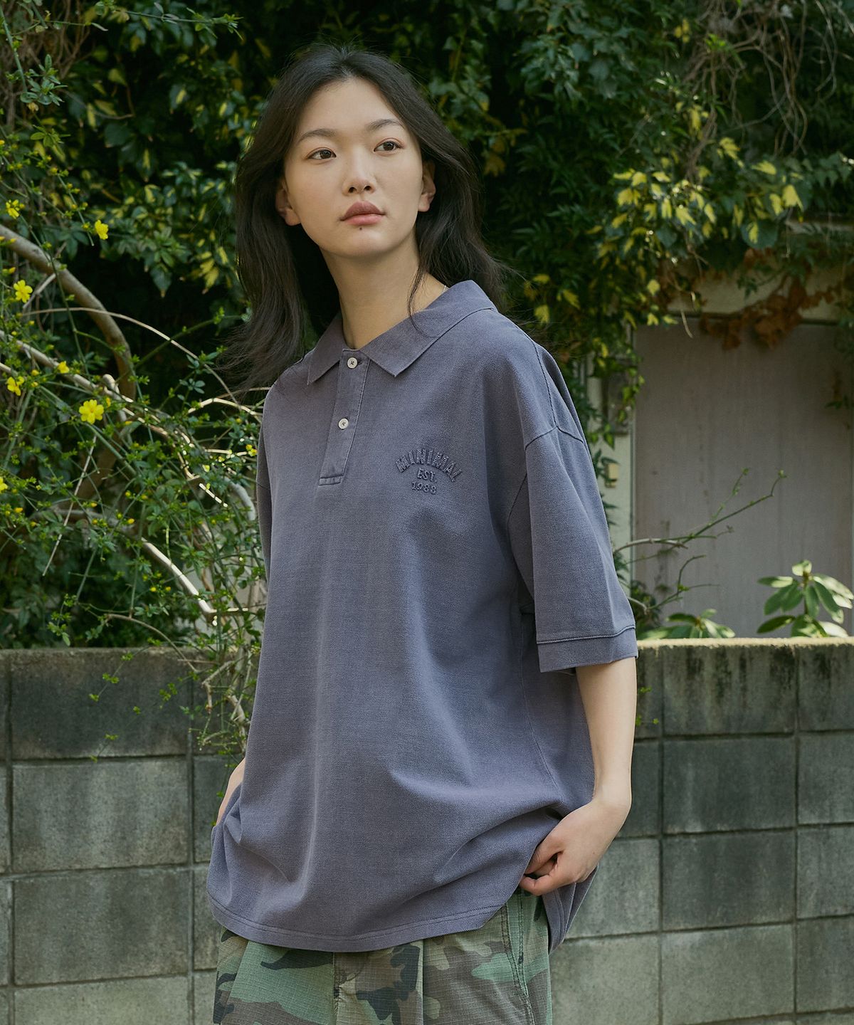 미니멀프로젝트(MINIMALPROJECT) 미니멀 피그먼트 반팔 카라 티셔츠 MKT104 [LIGHT NAVY]