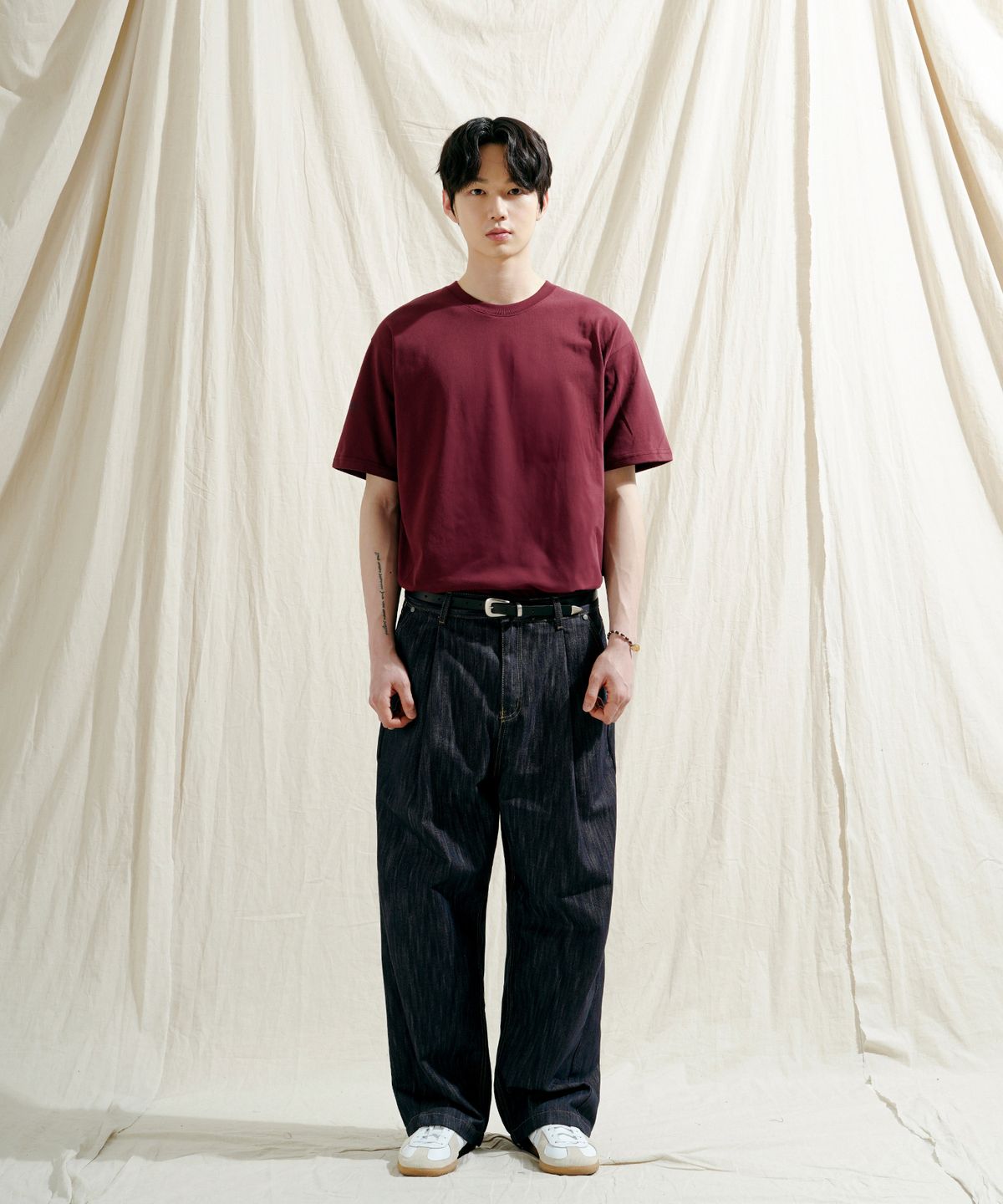 제멋(JEMUT) 위클리 C/P 쿨 스탠다드 반팔티셔츠 버건디 SOST2556