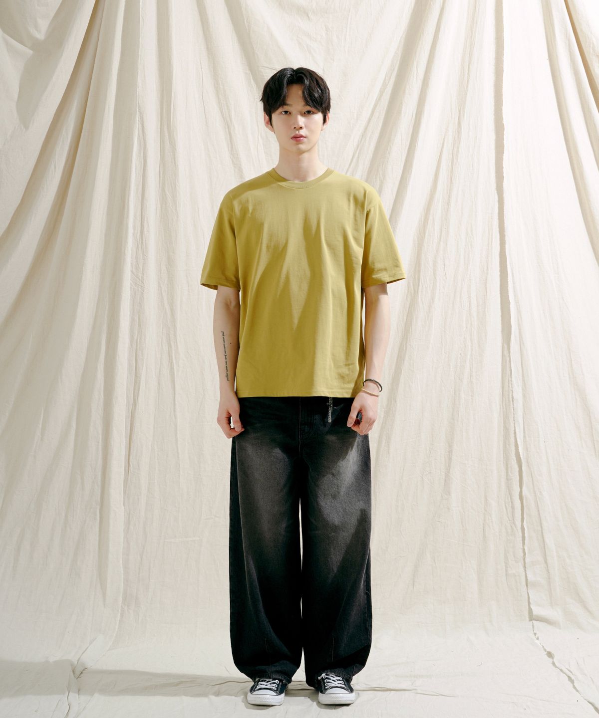 제멋(JEMUT) 위클리 C/P 쿨 스탠다드 반팔티셔츠 더스티옐로우 SOST2556