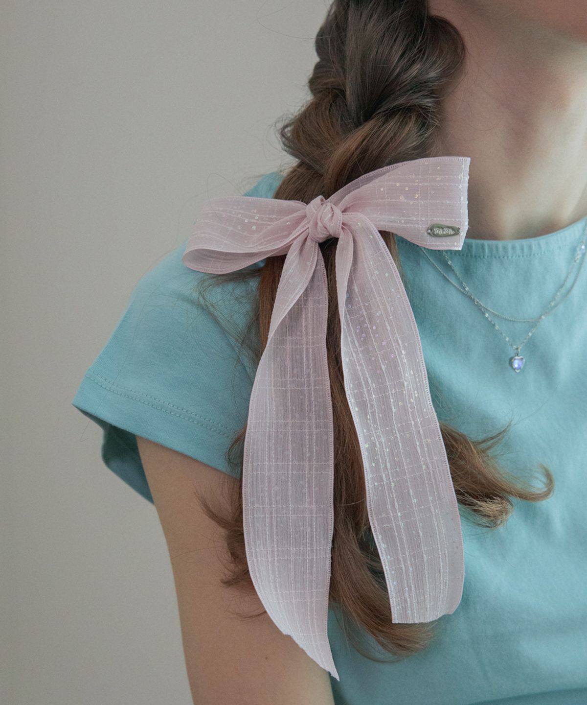 메리모티브(MERRYMOTIVE) Pearly check ribbon hairpin (2color)