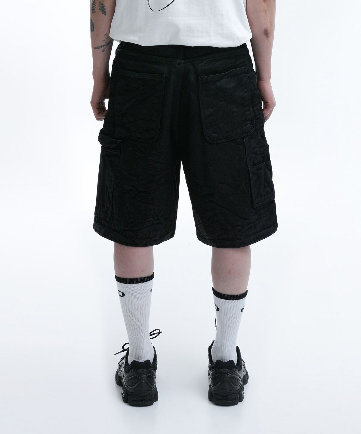 오픈야드(오와이)(OPENYARD(OY)) E.W CARPENTER HALF PANTS-BLACK