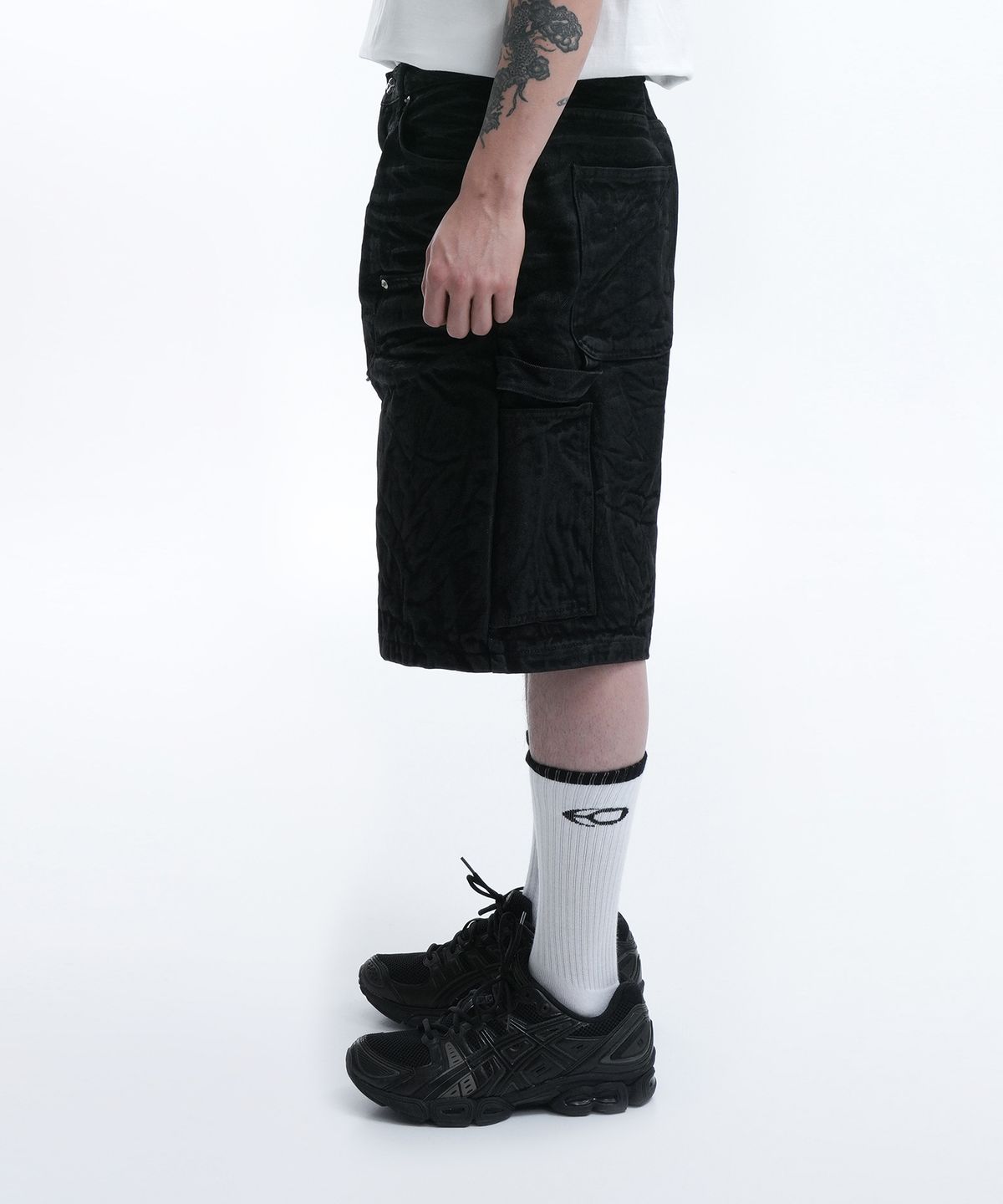 오픈야드(오와이)(OPENYARD(OY)) E.W CARPENTER HALF PANTS-BLACK
