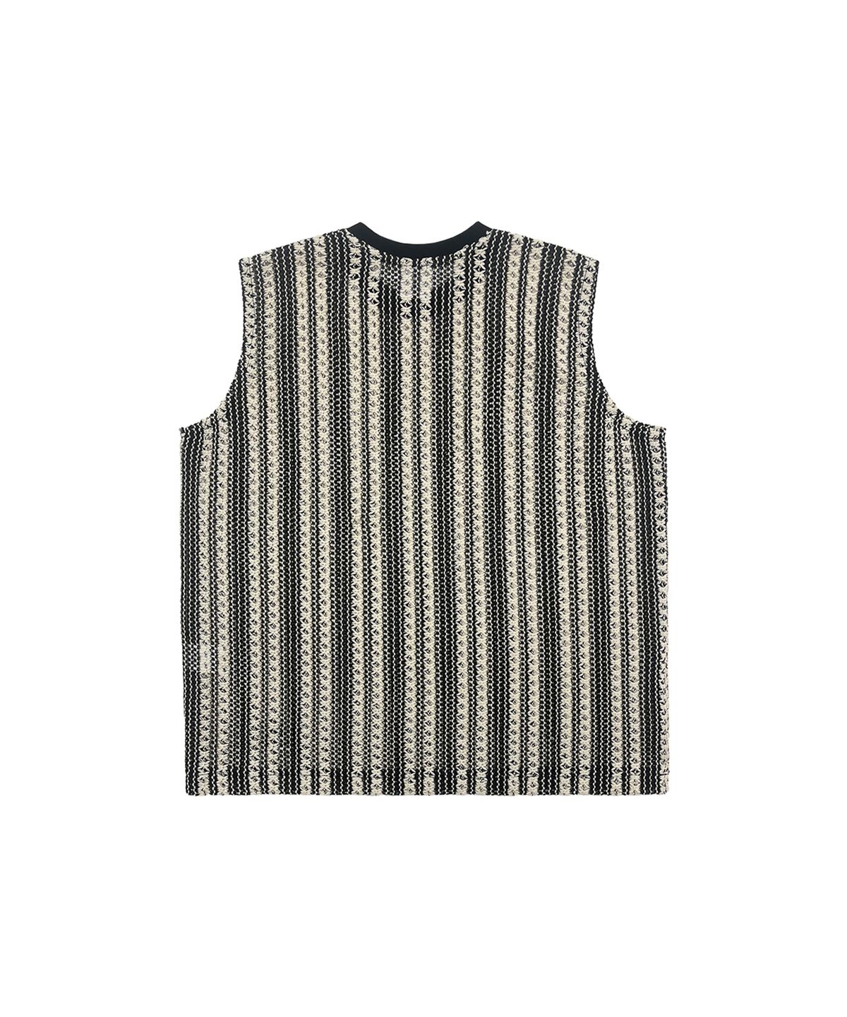 오픈야드(오와이)(OPENYARD(OY)) STRIPE CROCHET KNIT VEST-IVORY