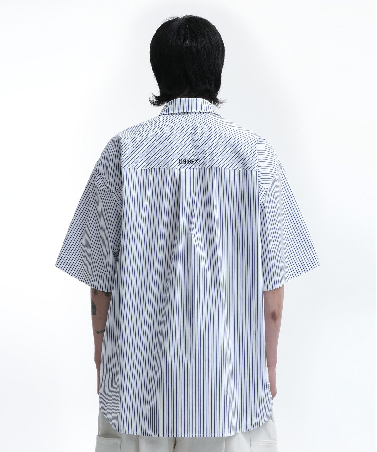 오픈야드(오와이)(OPENYARD(OY)) U.B STRIPE HALF SHIRTS-BLUE