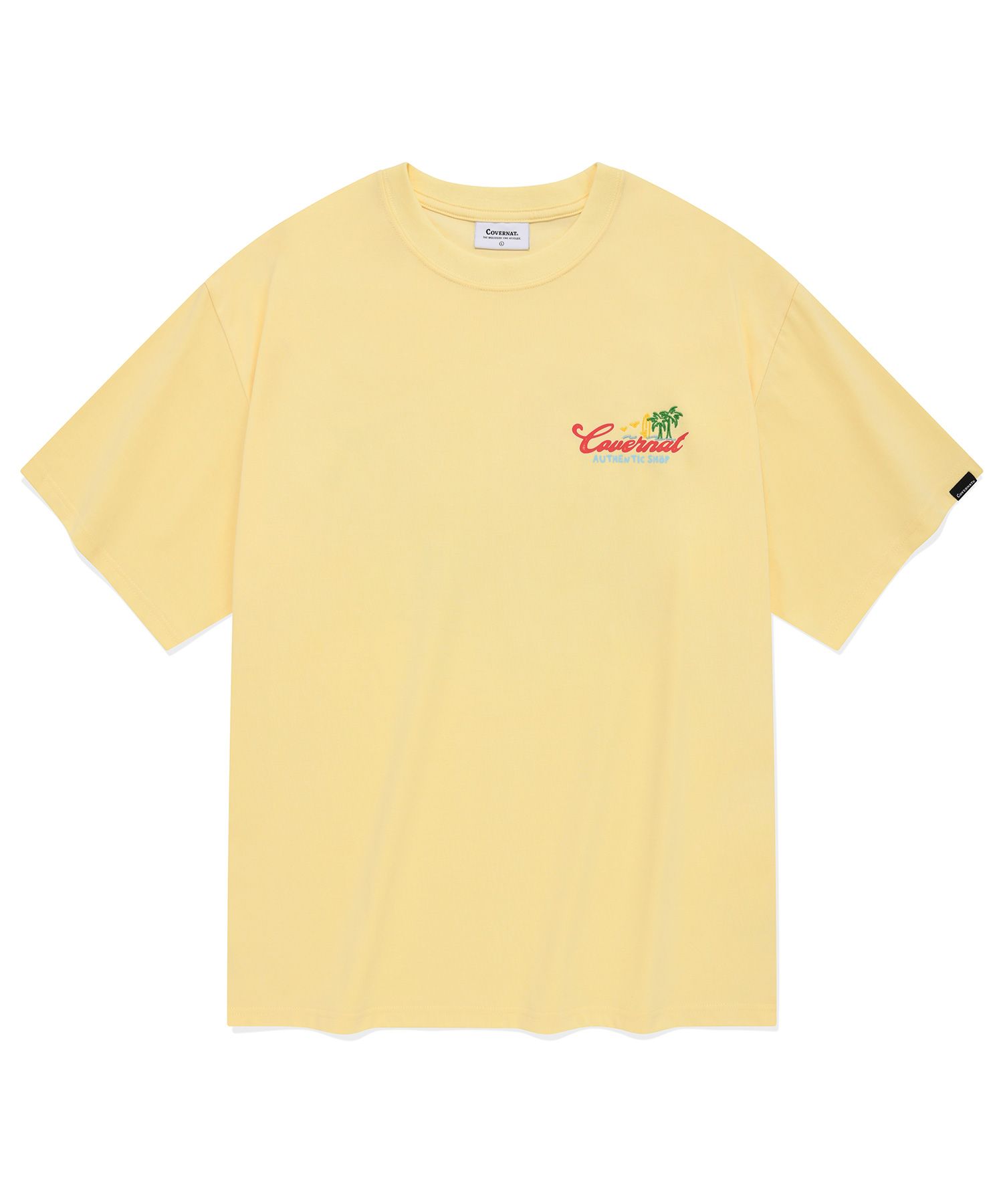 MUSINSA公式 | COVERNAT Surfer Shop T-shirt Light Yellow