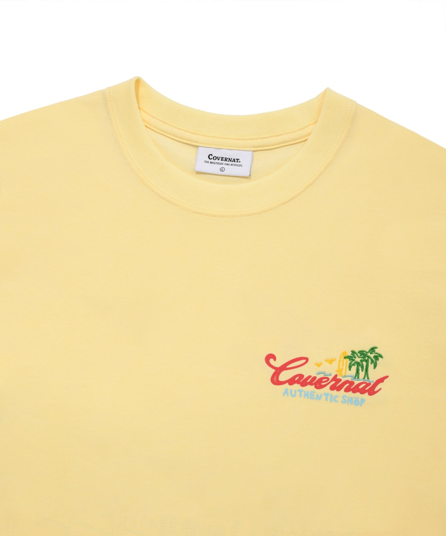 MUSINSA公式 | COVERNAT Surfer Shop T-shirt Light Yellow