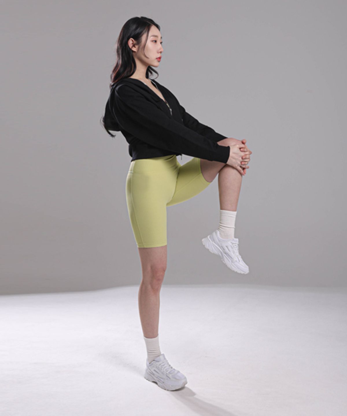모어아웃(MOREOUT) 여성요가복 골지 5부 레깅스 6PP4613