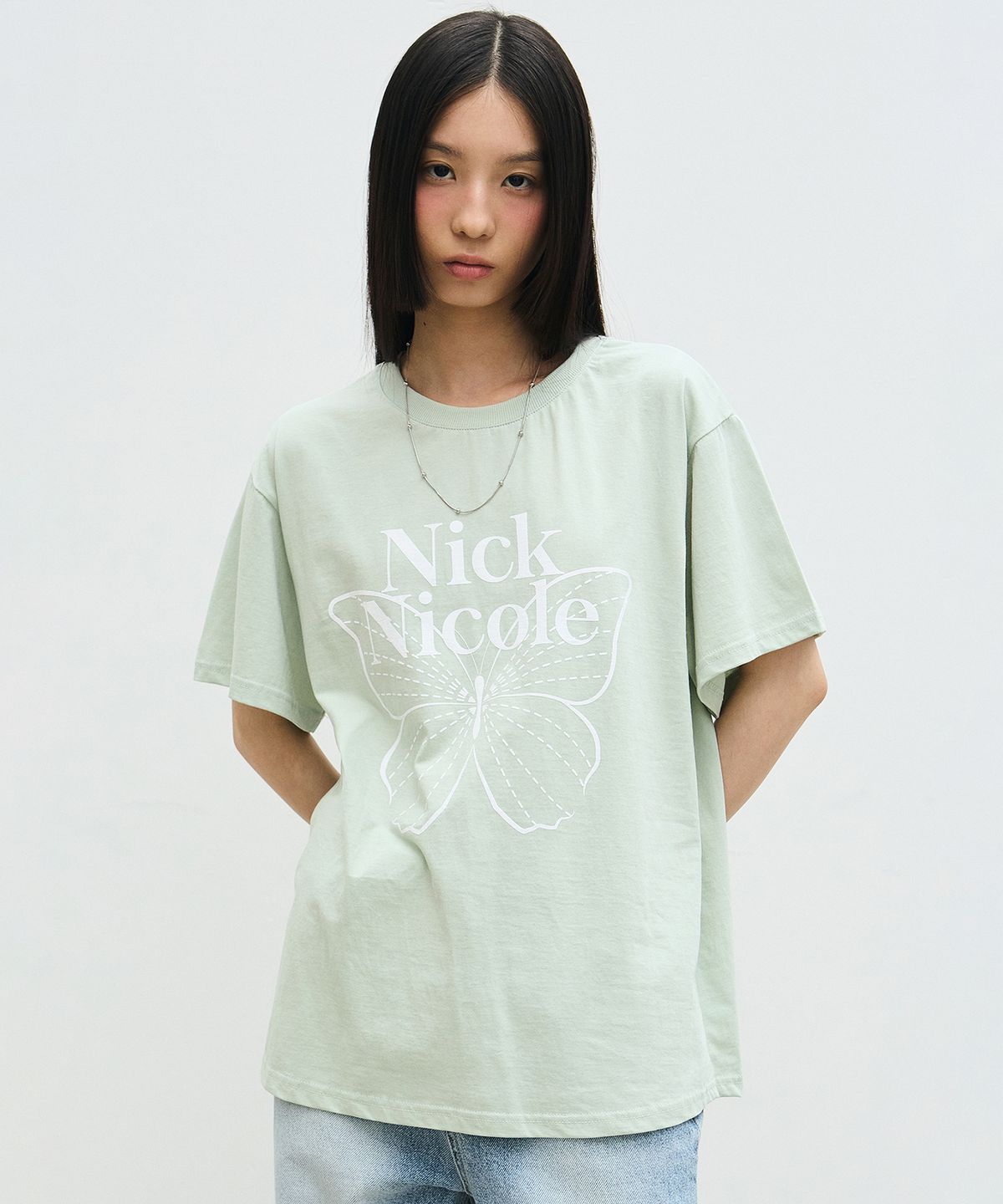 닉앤니콜(NICK&NICOLE) BIG BUTTERFLY SLEEVE TOP_MINT WHITE