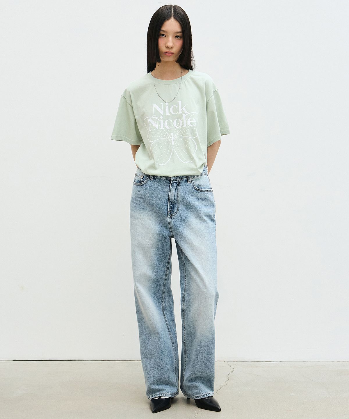 닉앤니콜(NICK&NICOLE) BIG BUTTERFLY SLEEVE TOP_MINT WHITE