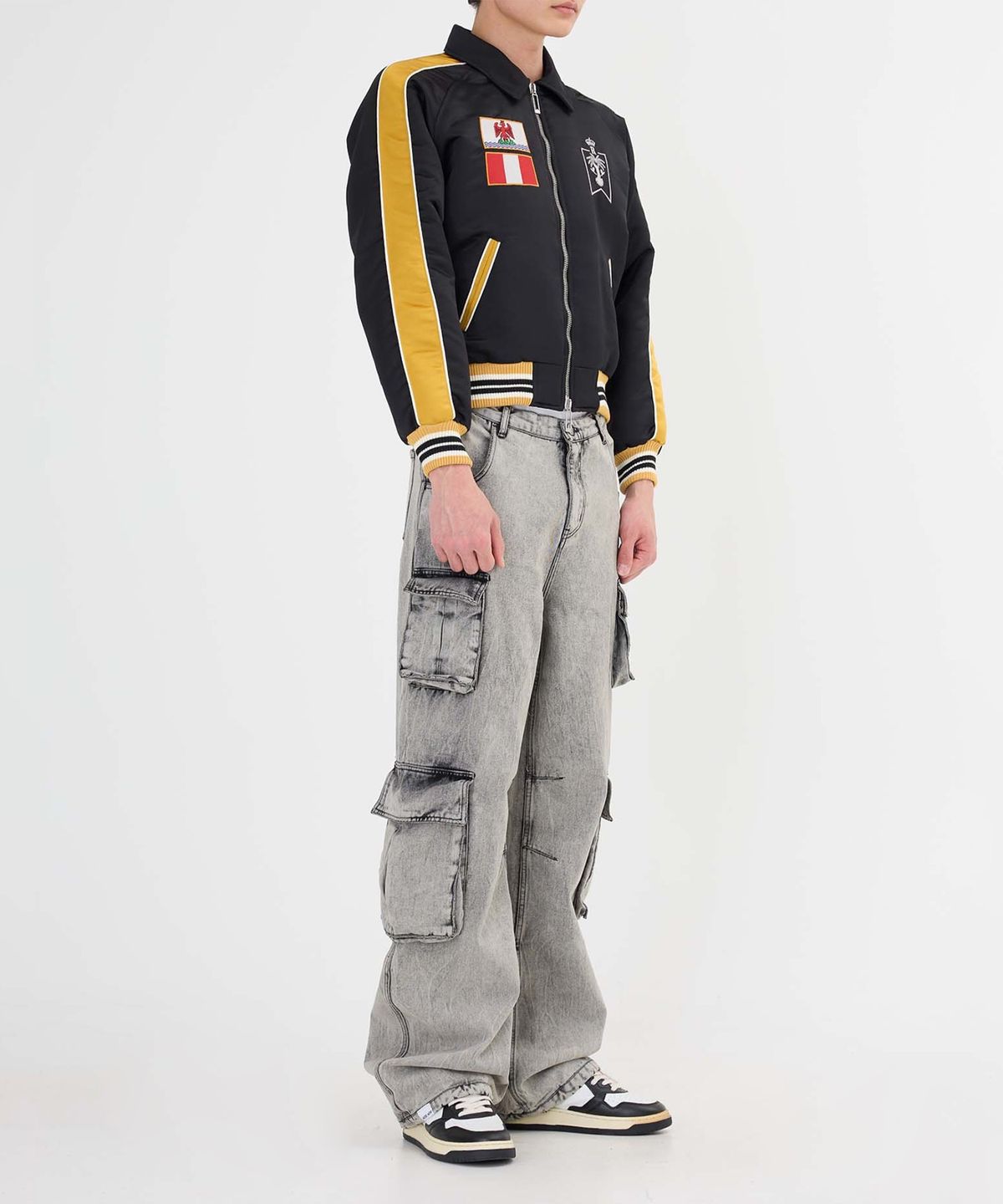 루드(RHUDE) (M) 르 솔레이 새틴 봄버 블랙 LE SOLEIL SATIN BOMBER BLACK/MUSTARD