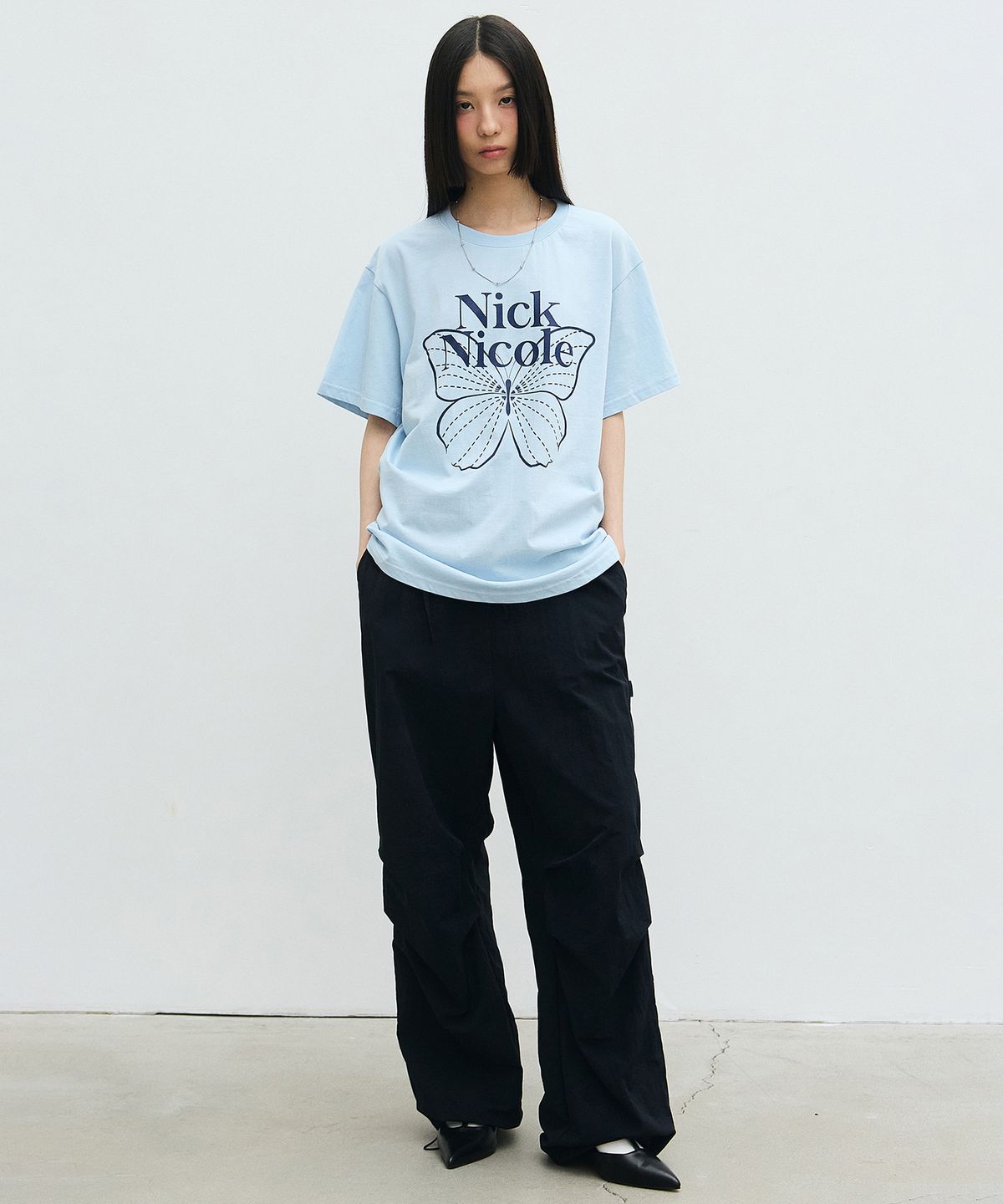 닉앤니콜(NICK&NICOLE) BIG BUTTERFLY SLEEVE TOP_SORA NAVY