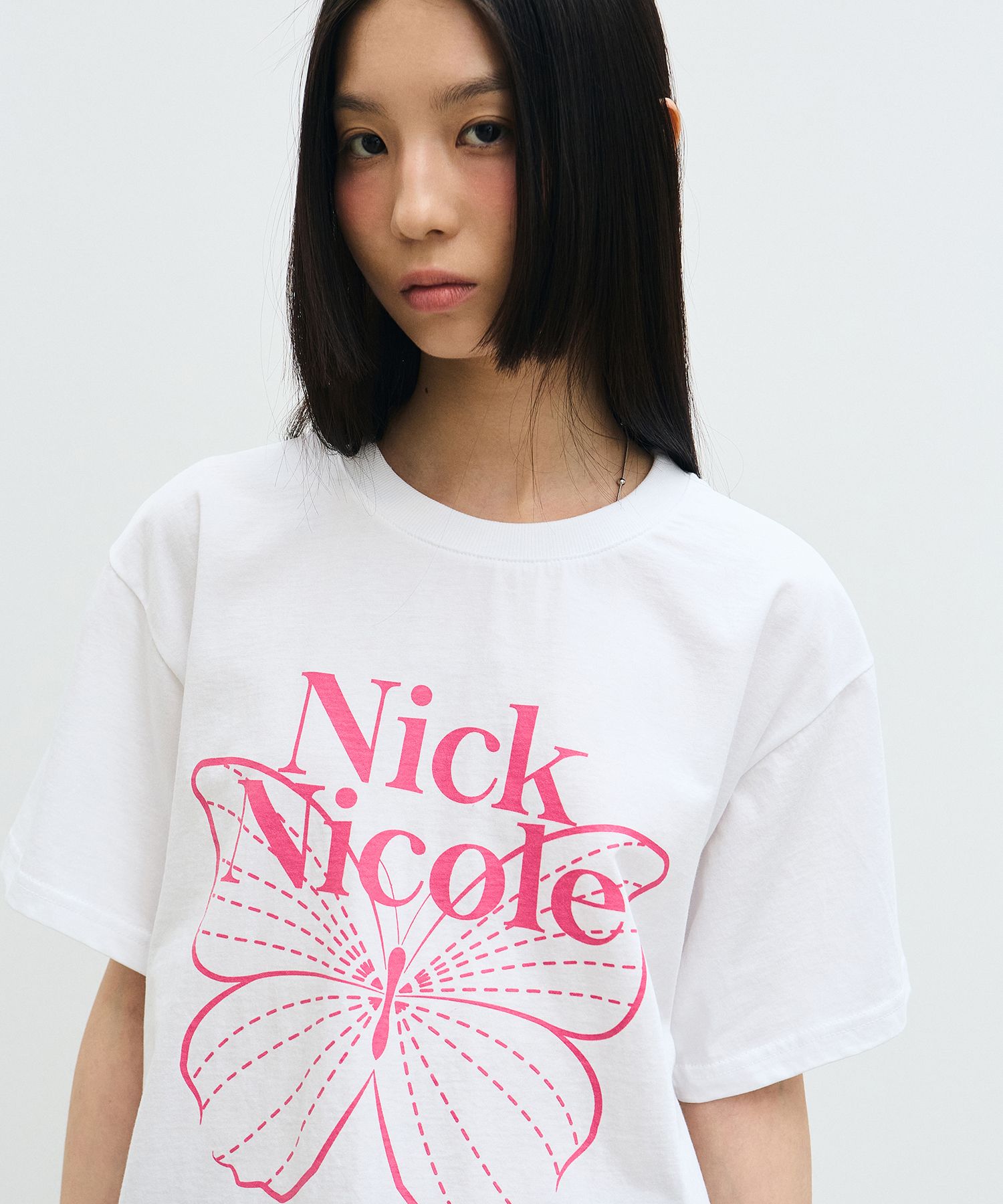 MUSINSA | NICK&NICOLE BIG BUTTERFLY SLEEVE TOP_WHITE PINK