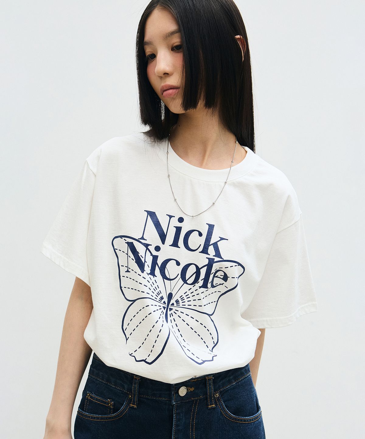 닉앤니콜(NICK&NICOLE) BIG BUTTERFLY SLEEVE TOP_CREAM NAVY