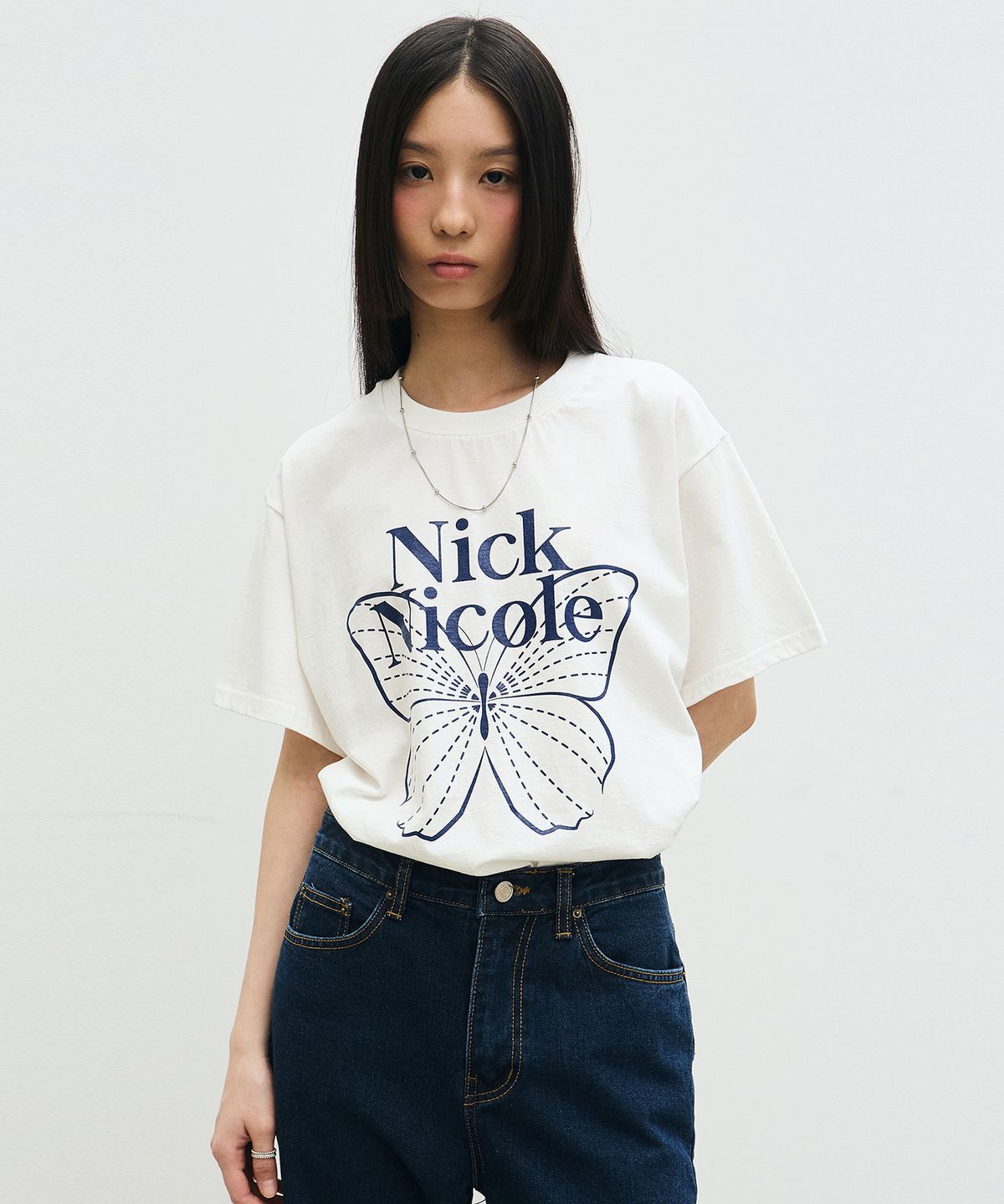 닉앤니콜(NICK&NICOLE) BIG BUTTERFLY SLEEVE TOP_CREAM NAVY