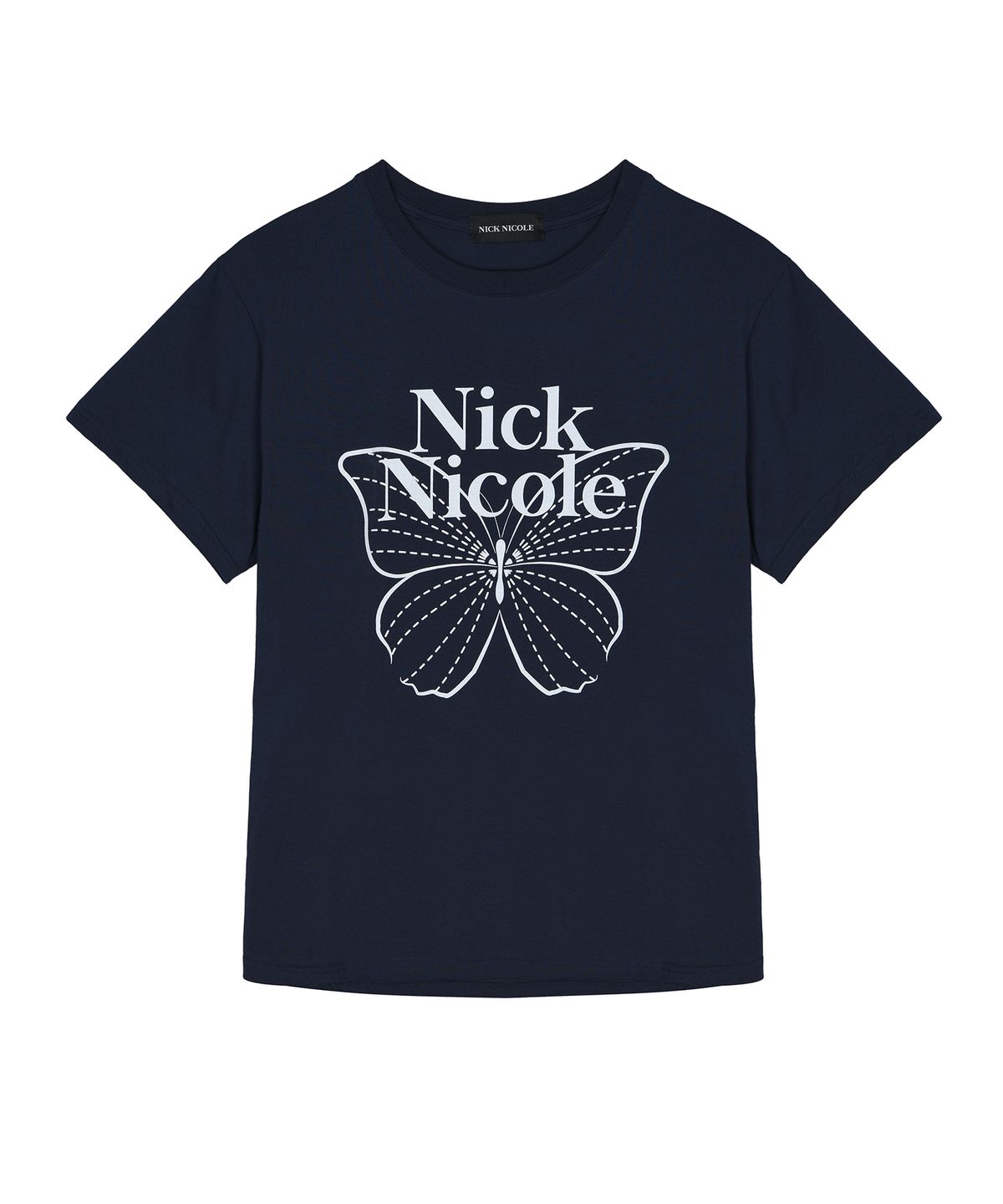 닉앤니콜(NICK&NICOLE) BIG BUTTERFLY SLEEVE TOP_NAVY WHITE