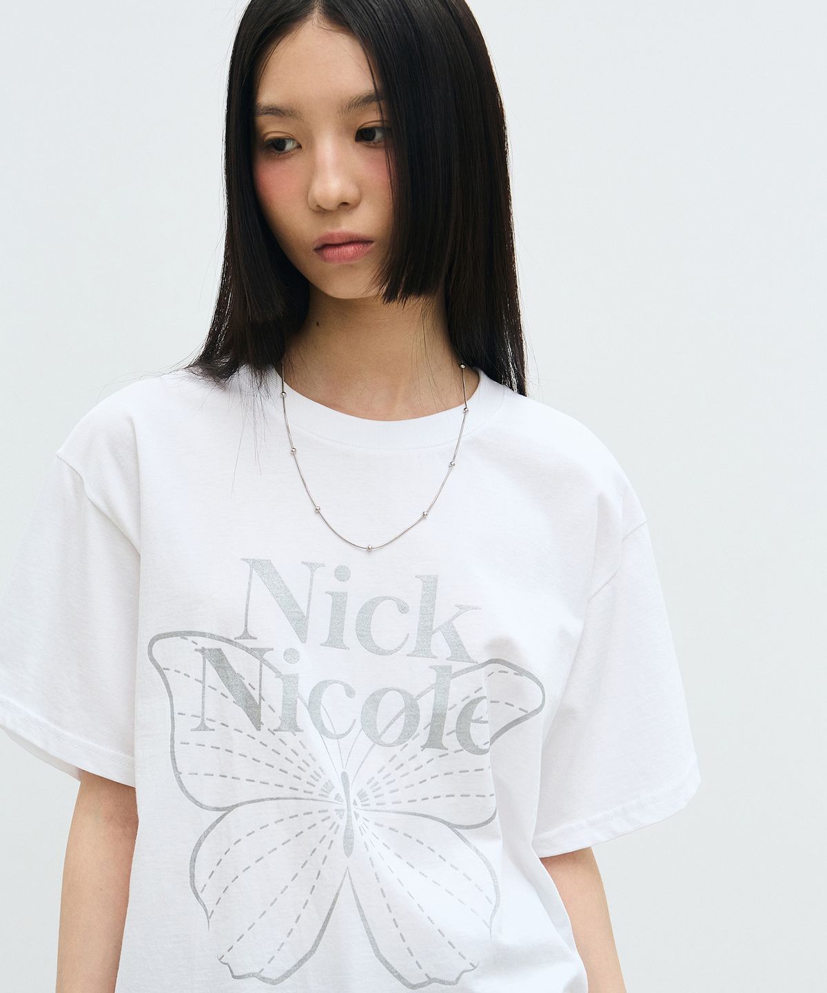 닉앤니콜(NICK&NICOLE) BIG BUTTERFLY SLEEVE TOP_WHITE SILVER