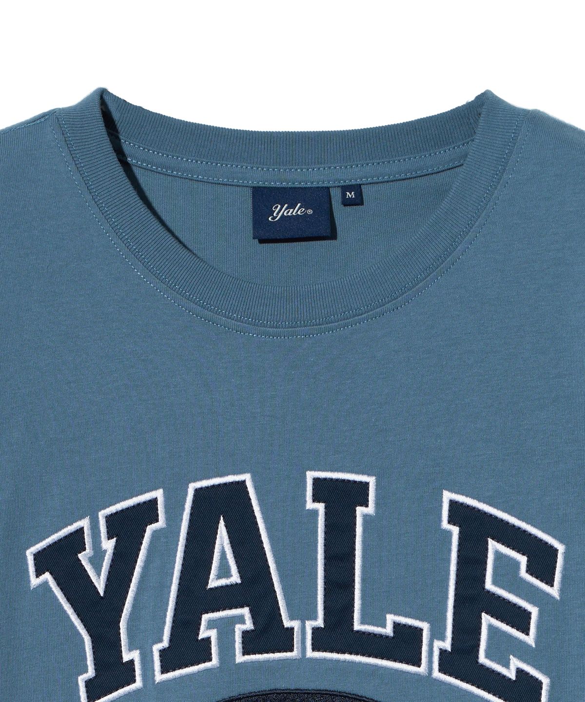 예일(YALE) 우먼즈 투톤아치 크롭 반팔티셔츠 빈티지 블루